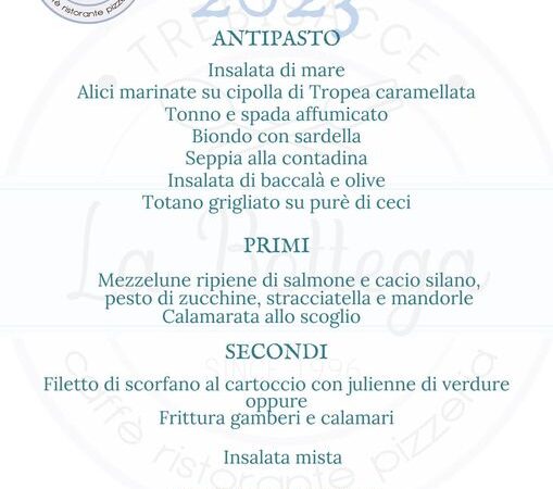 manifesto del menù Ferragosto 2023 La Bottega degli Antichi Sapori a Trebisacce