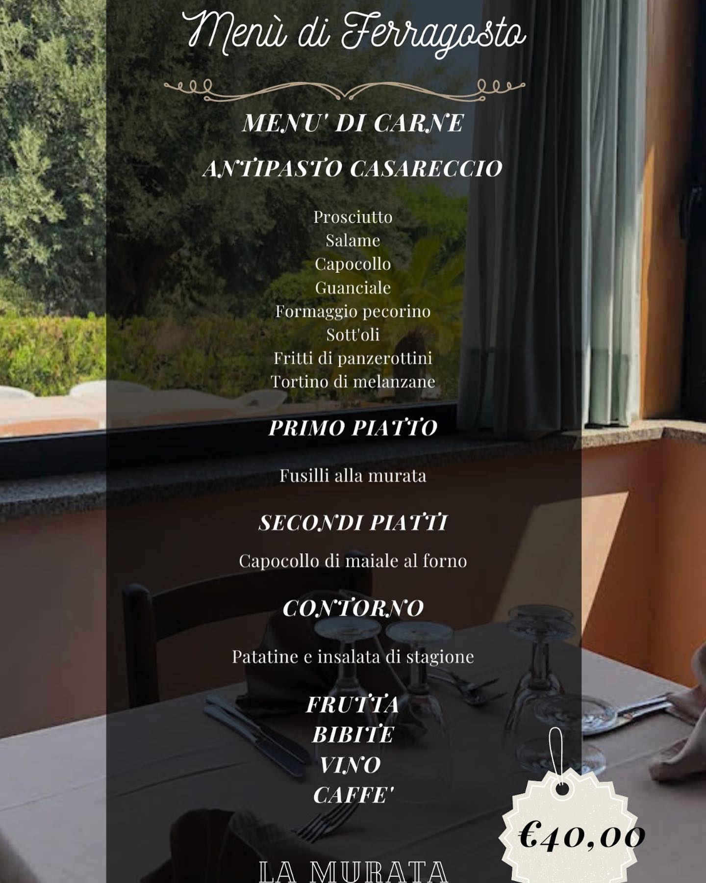 locandina menù ferragosto la murata villapiana carne