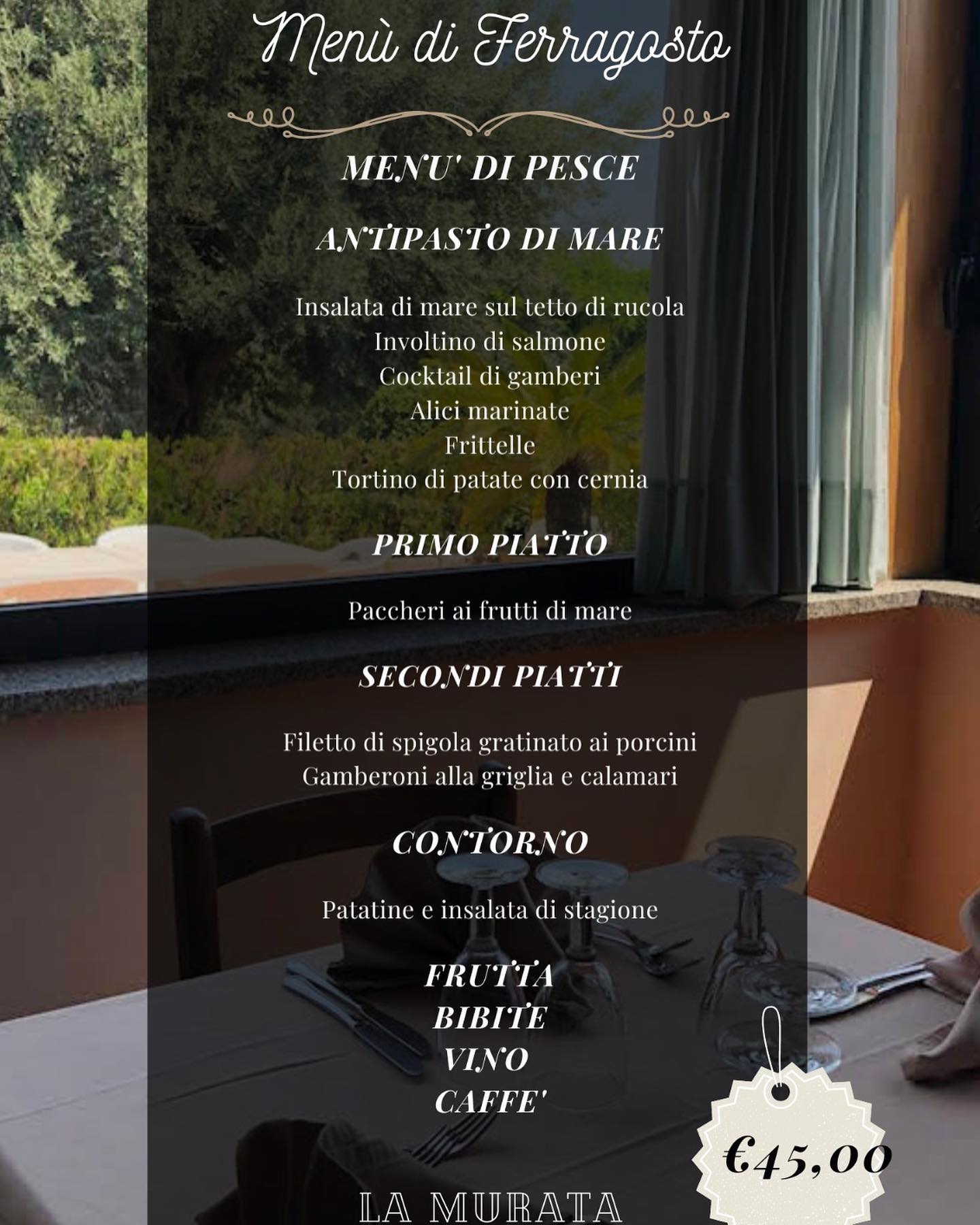 locandina menù Ferragosto 2023 La Murata a Villapiana