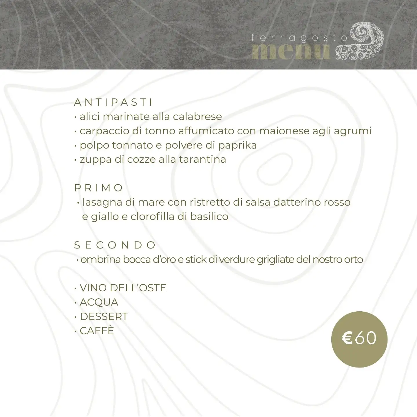 menù di Ferragosto La Nicchia Osteria a Roseto Capo Spulico