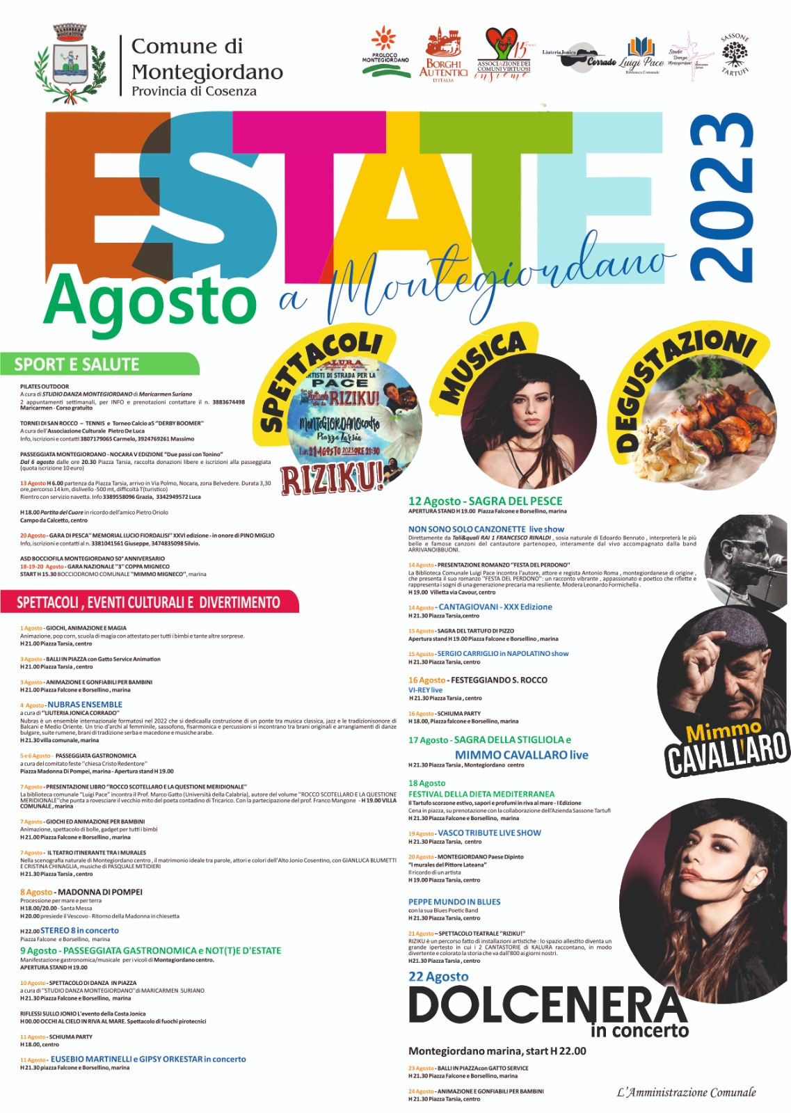 locandina Programma Estate Montegiordano 2023