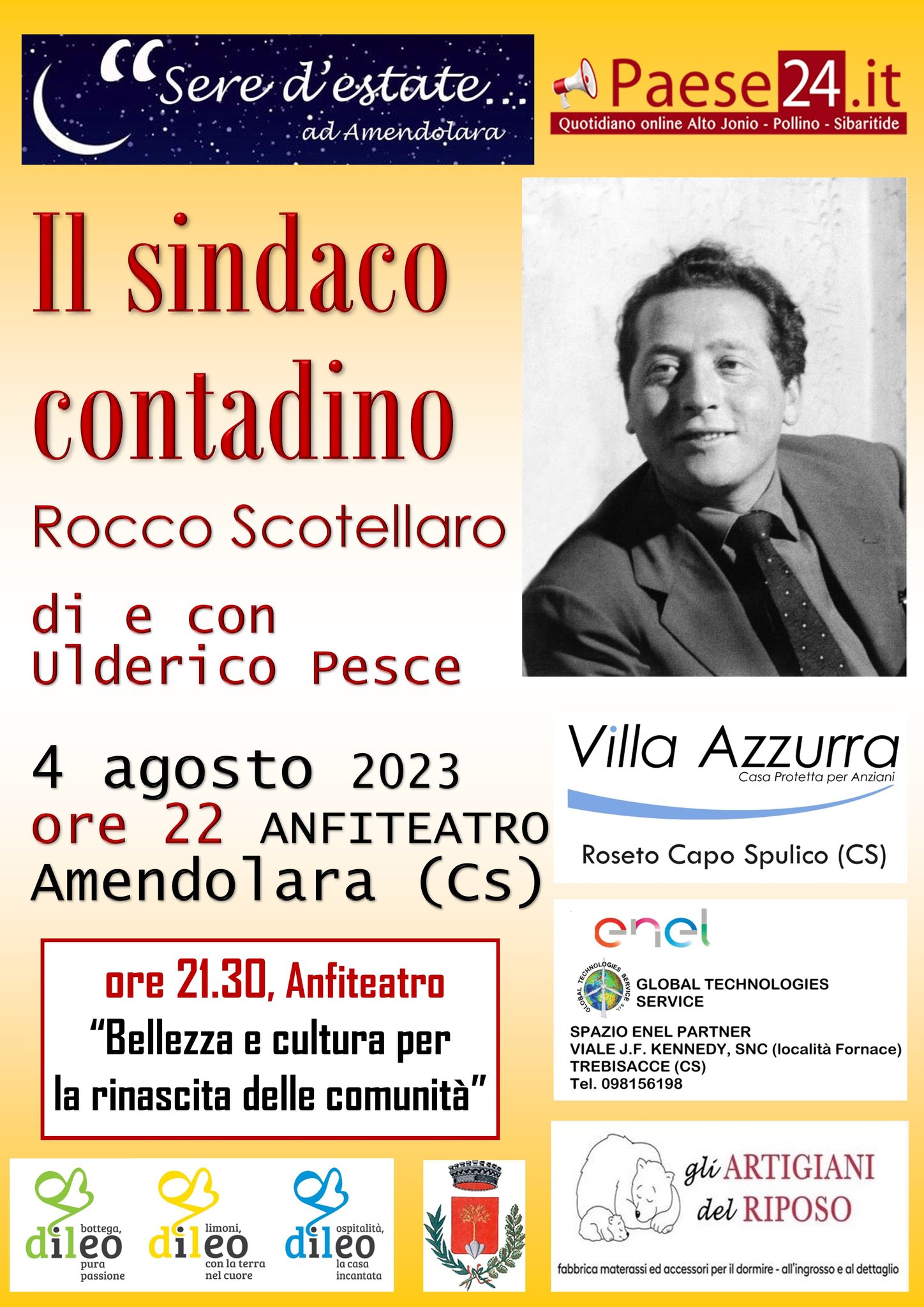 Spettacolo Teatrale Il Sindaco Contadino ad Amendolara locandina evento