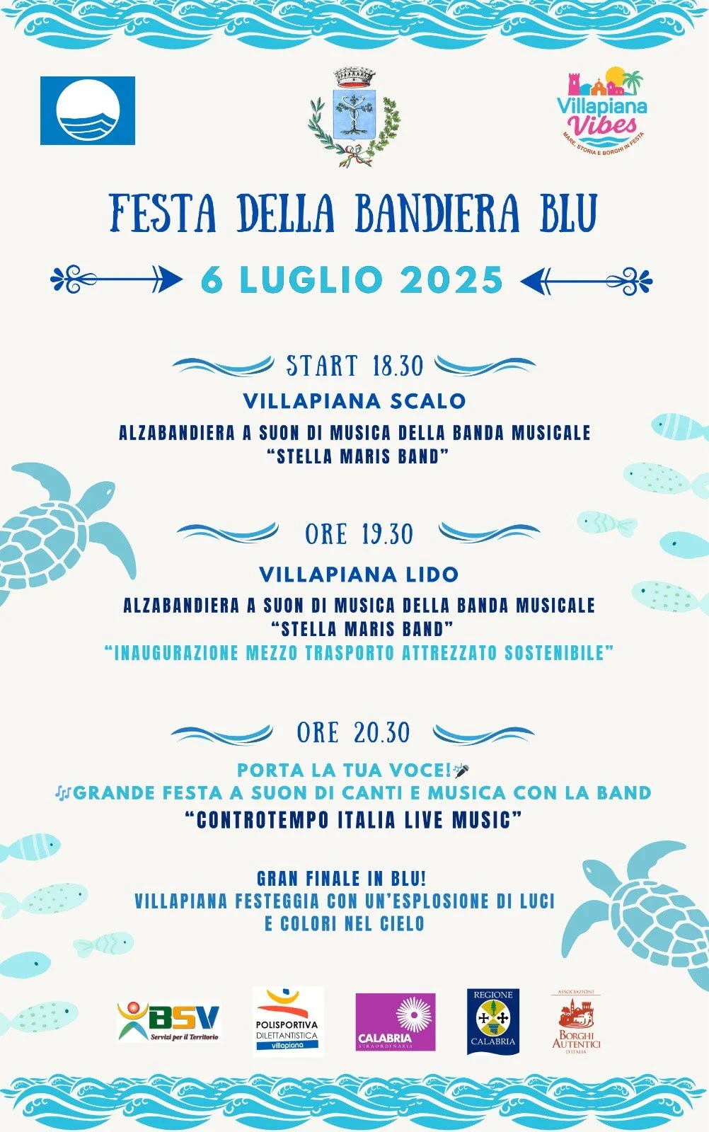 locandina festa bandiera blu villapiana