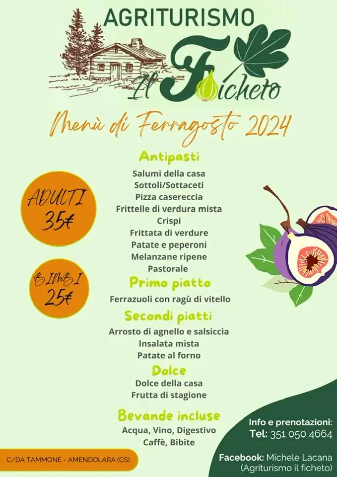 l'immagine contiene il menù di ferragosto