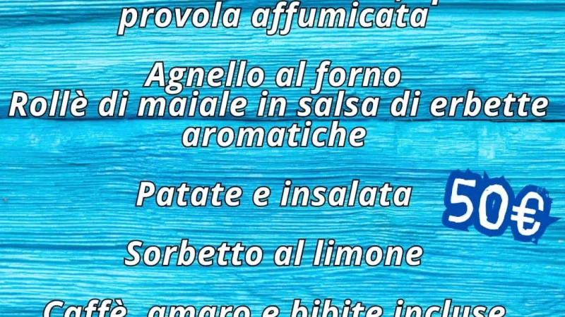 l'immagine contiene il menù di ferragosto