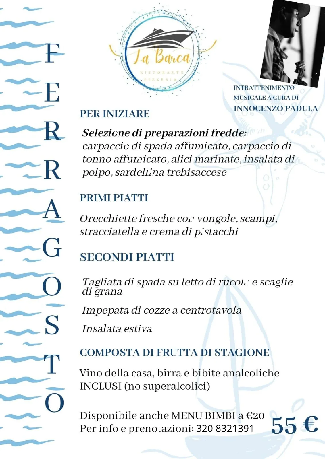 il menù di Ferragosto Ristorante La Barca a Trebisacce 2025