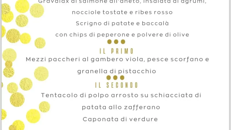il menù di san silvestro a trebisacce al ristorante Grillo