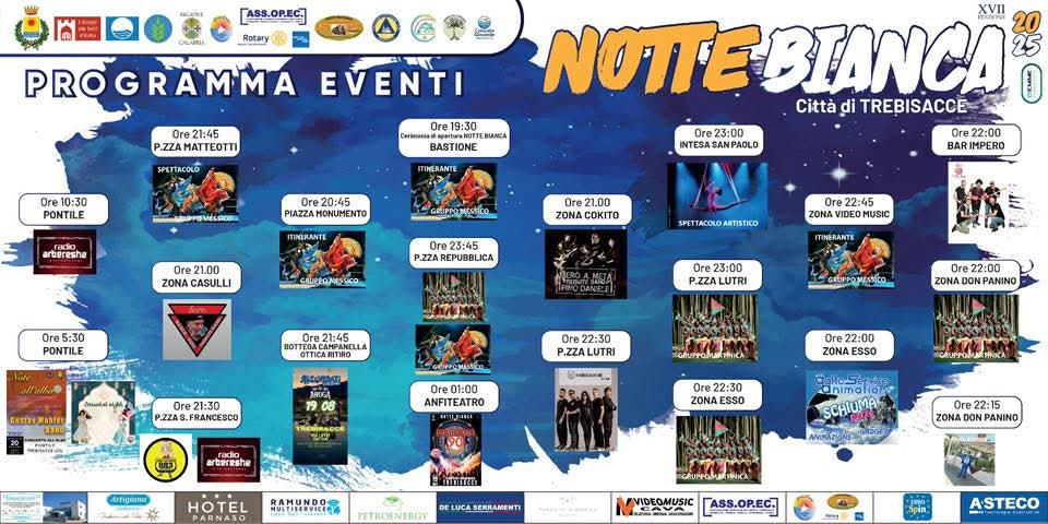 Locandina notte bianca a Trebisacce 