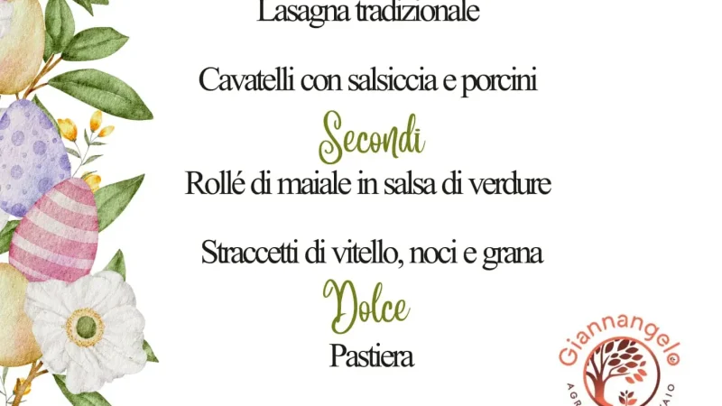 il testo contiene il menù di pasquetta