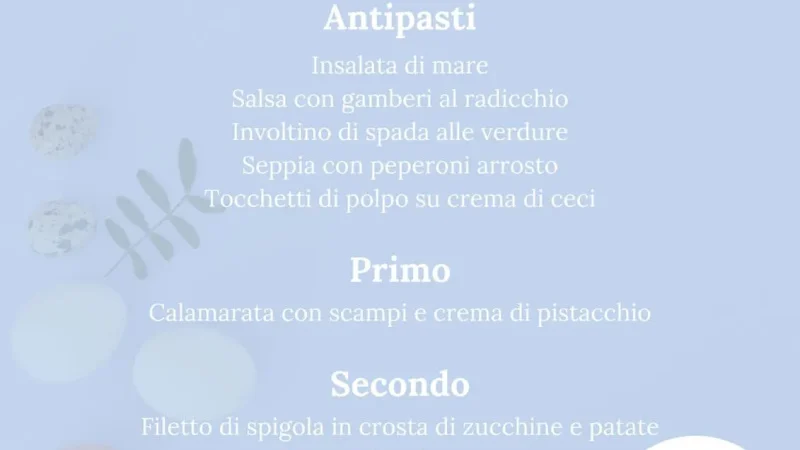 il testo contiene il menù di pasquetta