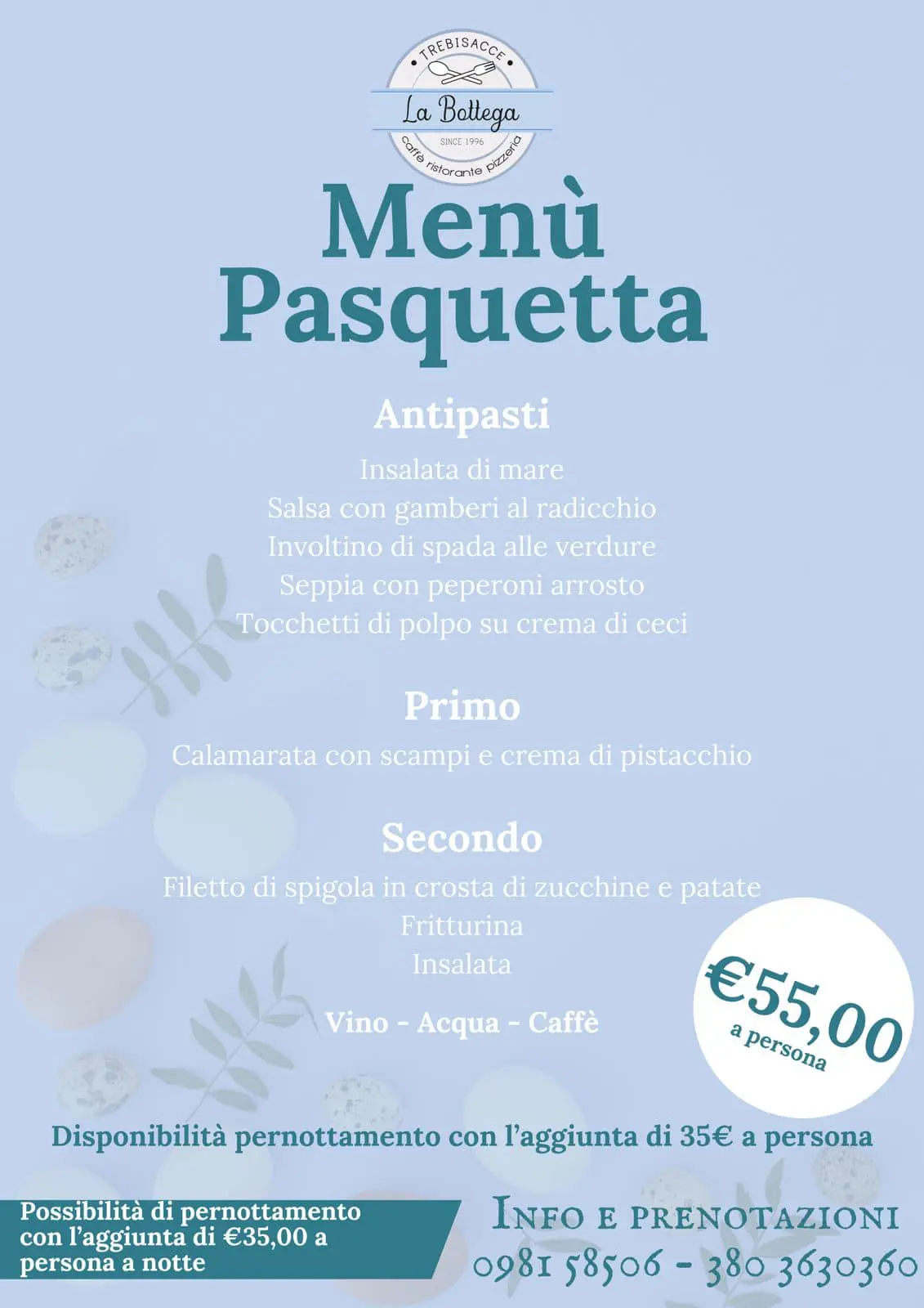 il testo contiene il menù di pasquetta