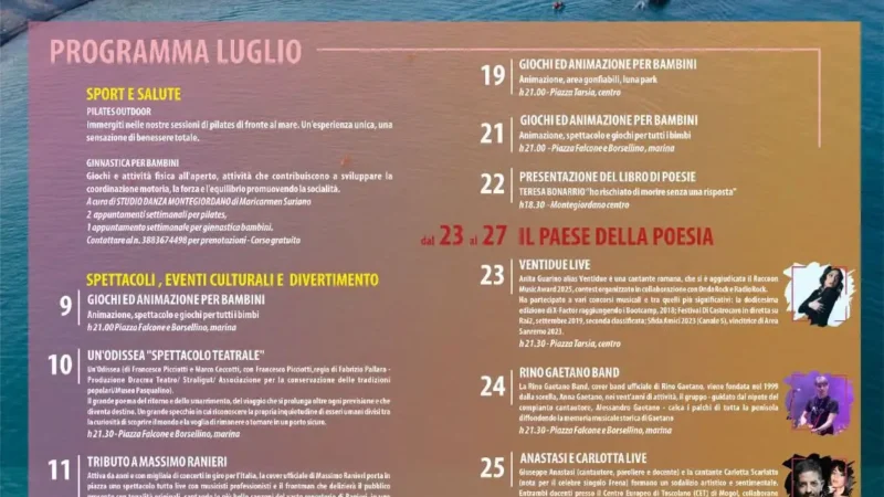 il calendario eventi estate 2026 montegiordano cosenza