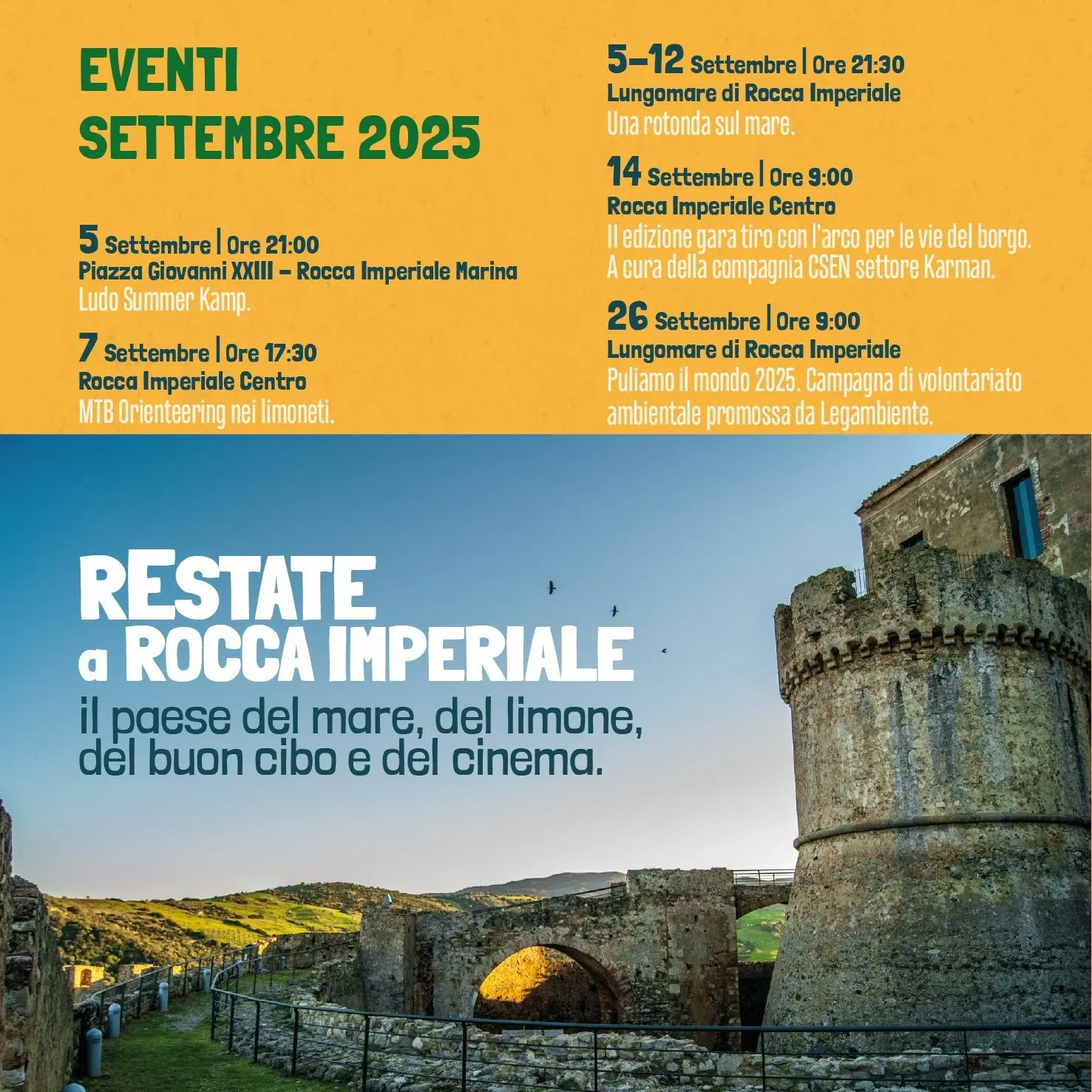 le serate del Programma Estate Rocca Imperiale 2025