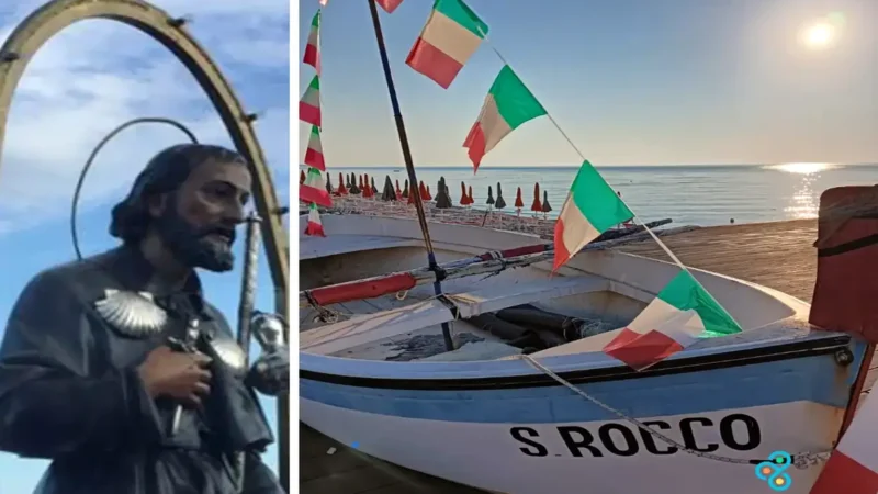 Festa di San Rocco a Trebisacce con la barca del santo sul lungomare della Costa degli Achei