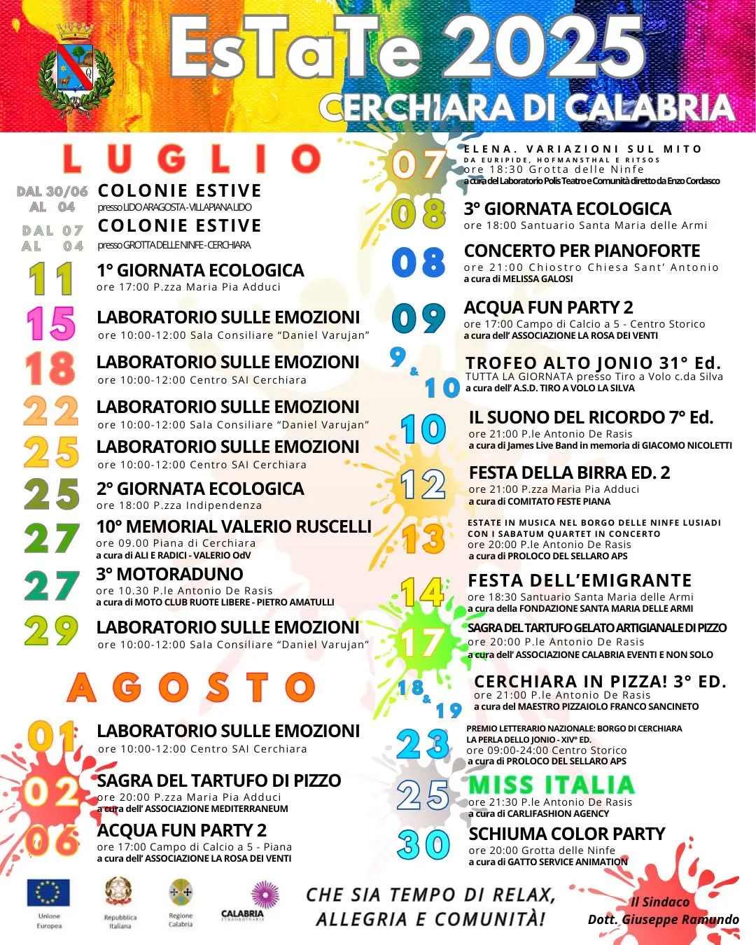 il calendario eventi Programma Estate cerchiara di calabria 2025