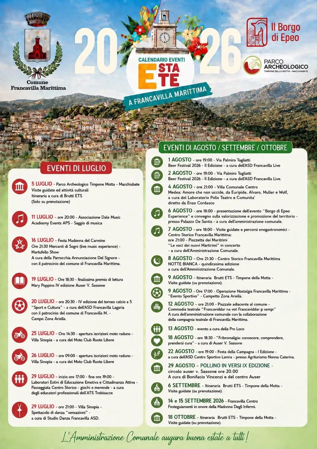 Programma Estate Francavilla Marittima 2026