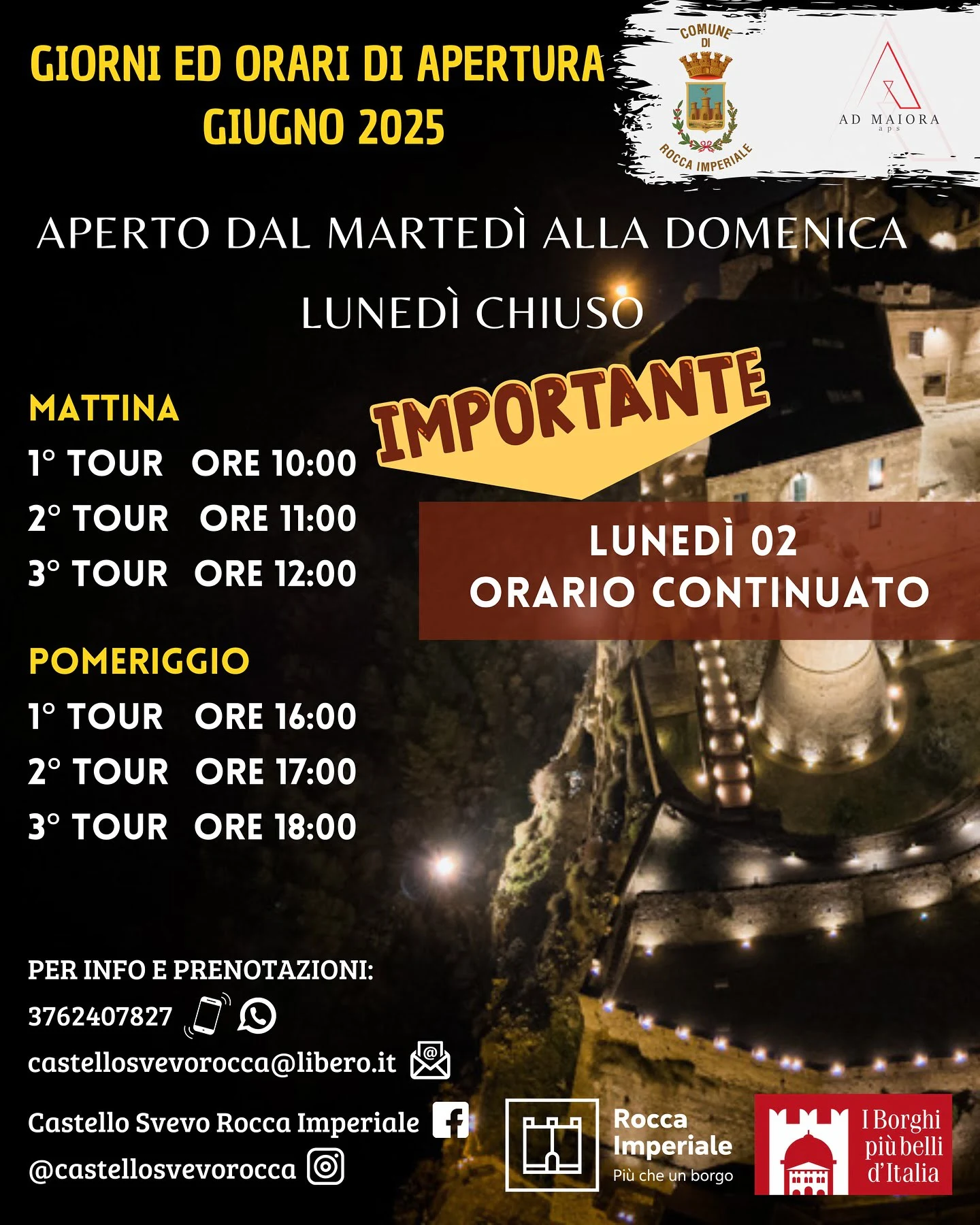 locandina visite guidate castello rocca imperiale