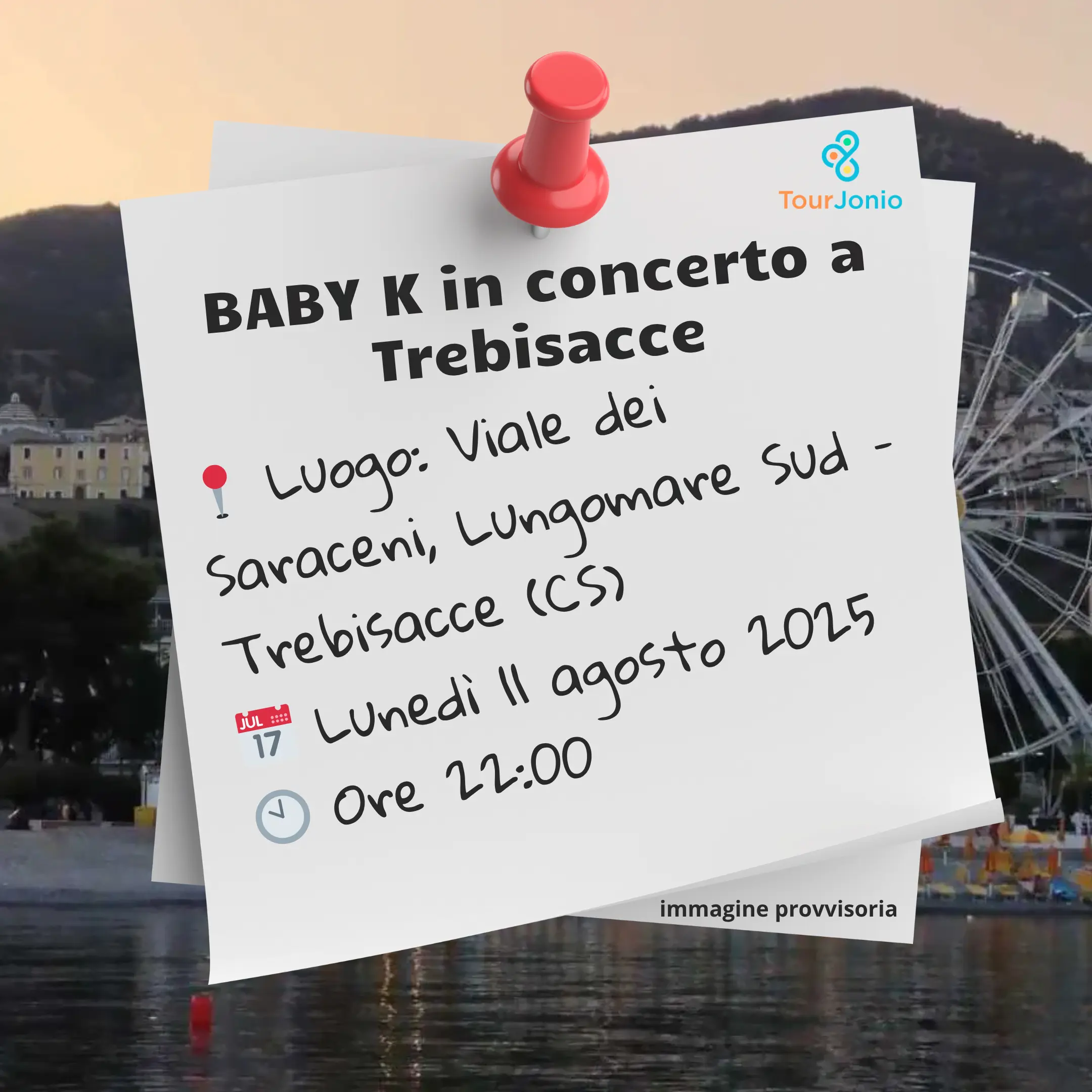 immagine contiene i dettagli dell'evento Baby K in concerto a Trebisacce