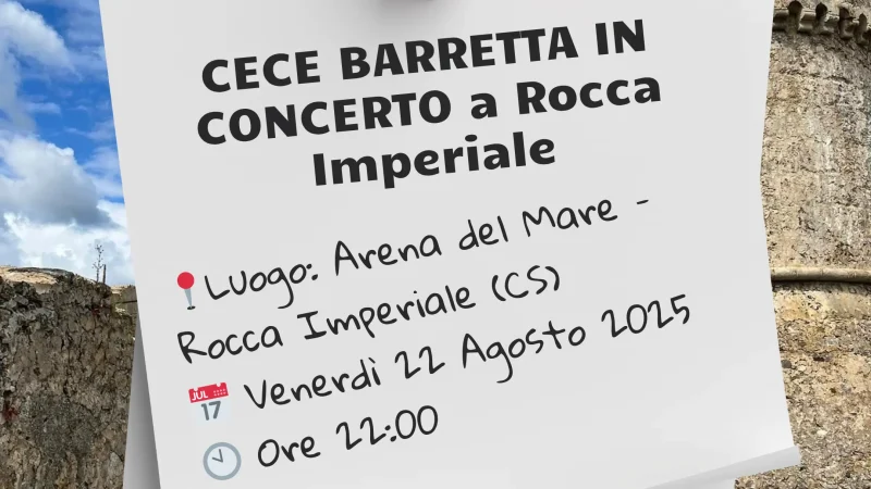 dettagli Cecè Barretta in Concerto a Rocca Imperiale