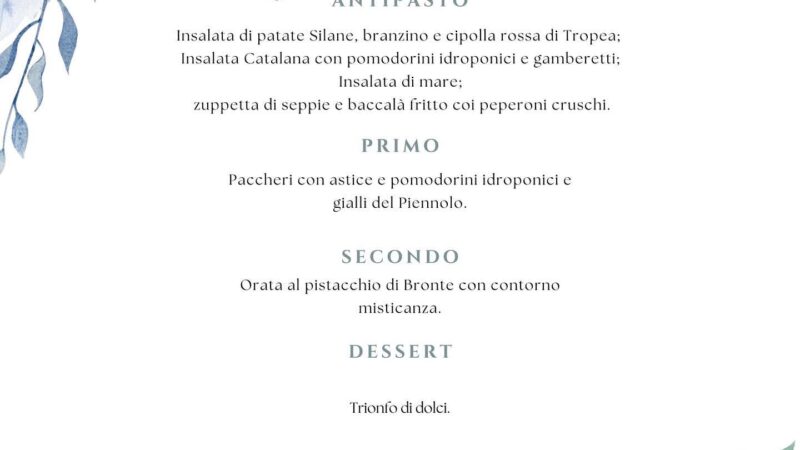 il menù di Ferragosto Trattoria Casalnuovo a Villapiana