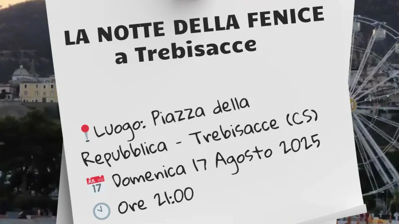 immagine contiene i dettagli dell'evento La Notte della Fenice a Trebisacce