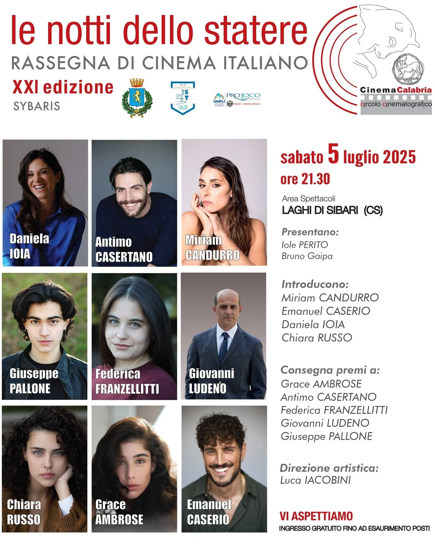 la locandina con il programma della serata