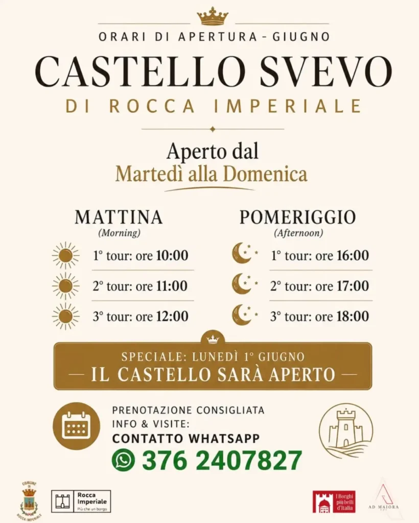 Visite Guidate al Castello Svevo di Rocca Imperiale – Orari Giugno 2026