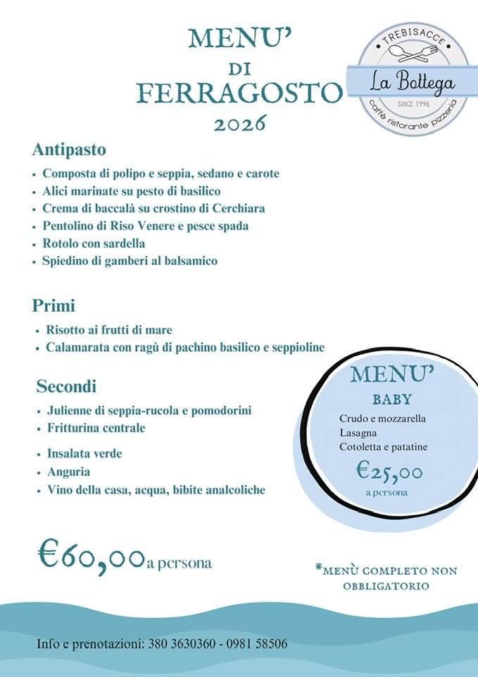 locandina Ferragosto Ristorante La Bottega degli Antichi Sapori a Trebisacce