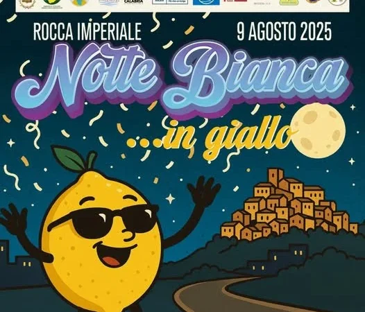 locandina Notte Bianca in Giallo a Rocca Imperiale