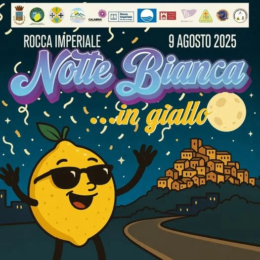 locandina Notte Bianca in Giallo a Rocca Imperiale