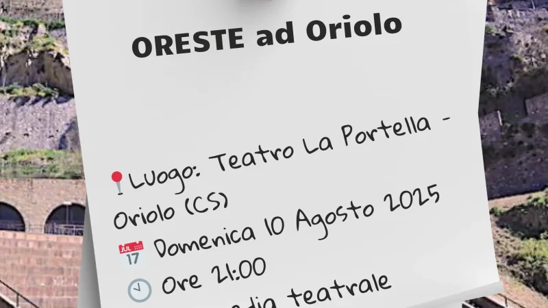 locandina Oreste Teatro La Portella a Oriolo