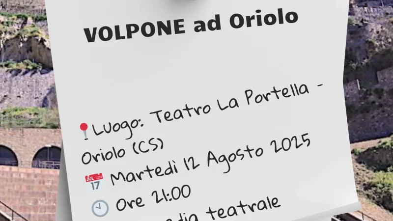 locandina Volpone Teatro La Portella a Oriolo