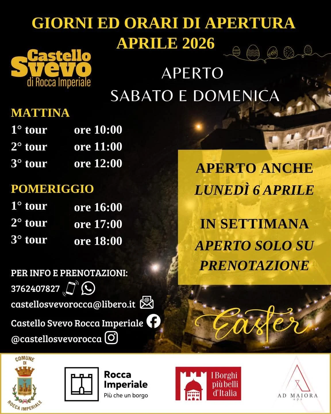 Orari di apertura aprile 2026 del Castello Svevo di Rocca Imperiale