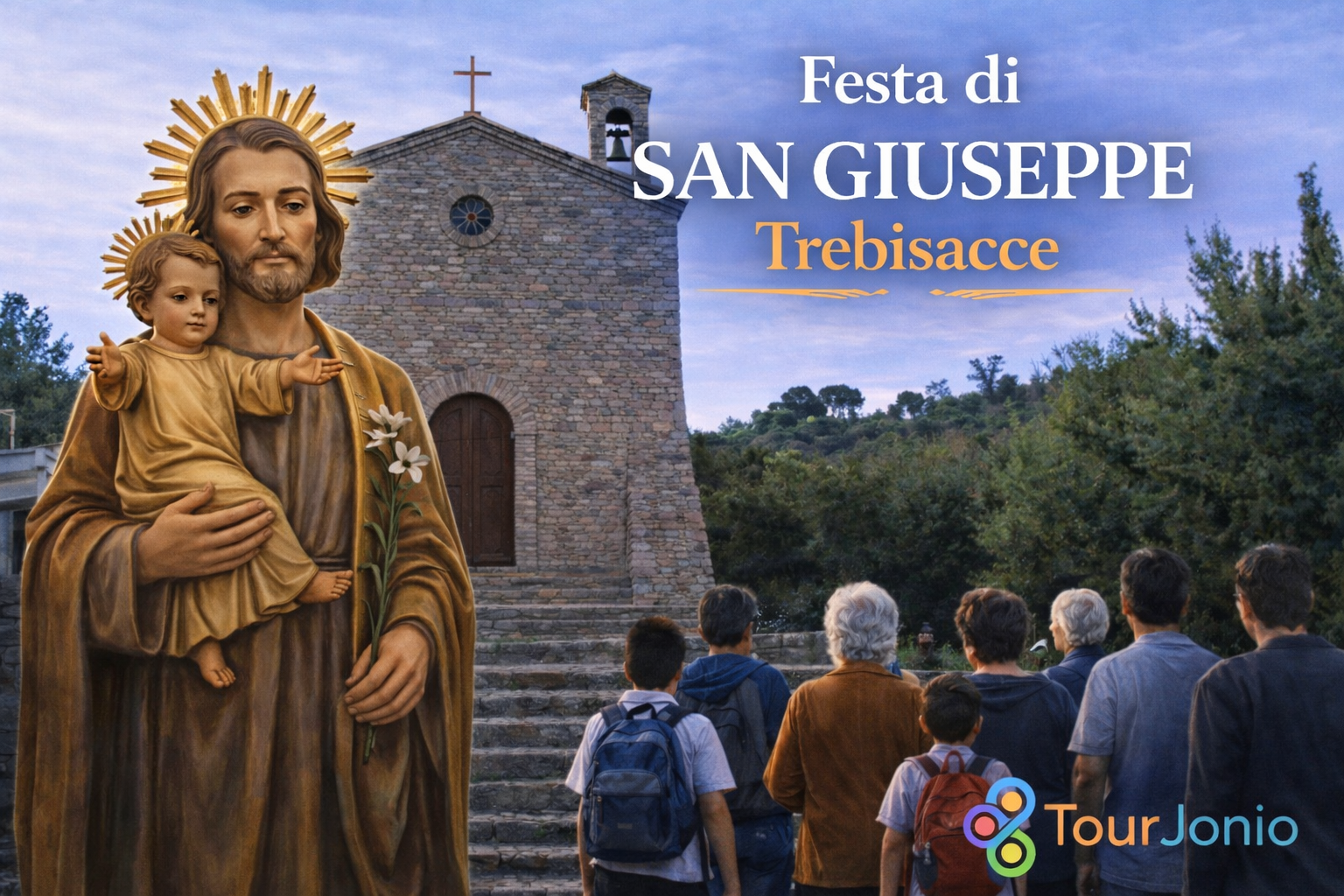 Festa di San Giuseppe a Trebisacce davanti alla Cappella di San Giuseppe con fedeli e processione il 19 marzo nell’Alto Ionio Cosentino