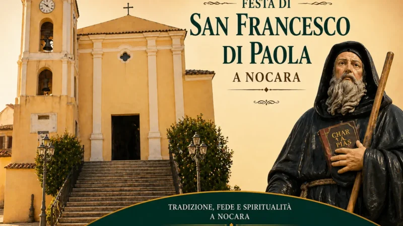 Festa di San Francesco di Paola a Nocara con statua del santo e chiesa madre nell’Alto Ionio Cosentino