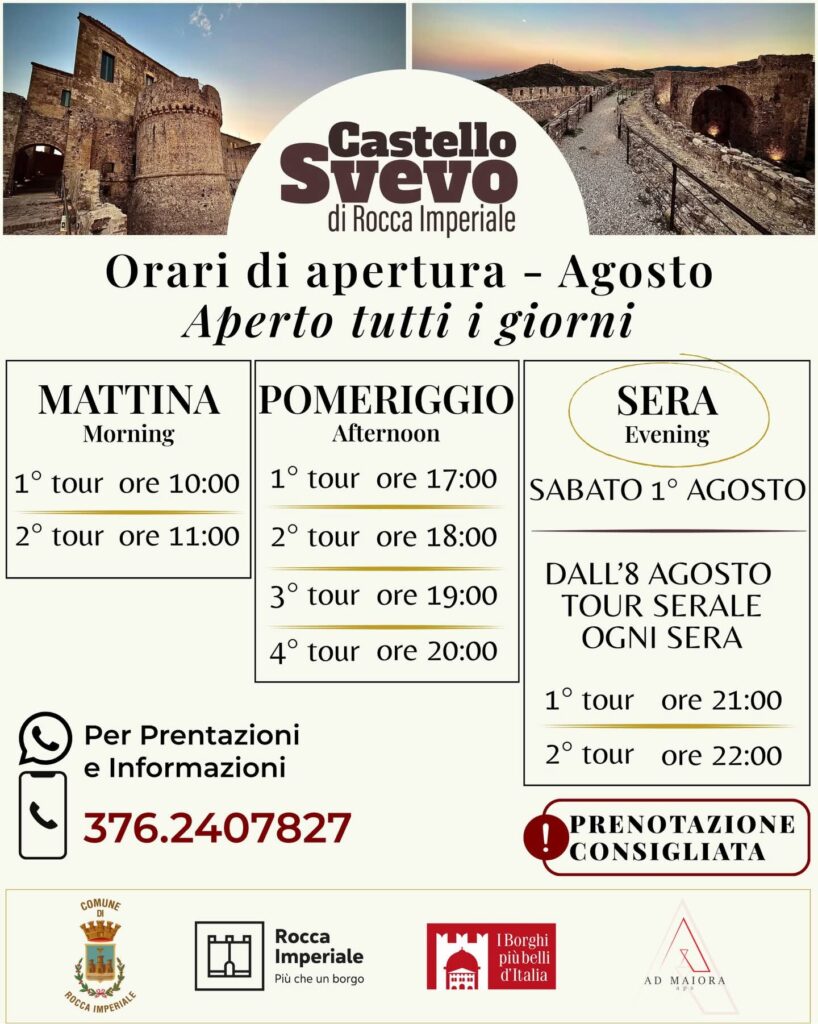 Visite Guidate al Castello Svevo di Rocca Imperiale – Orari Luglio 2026