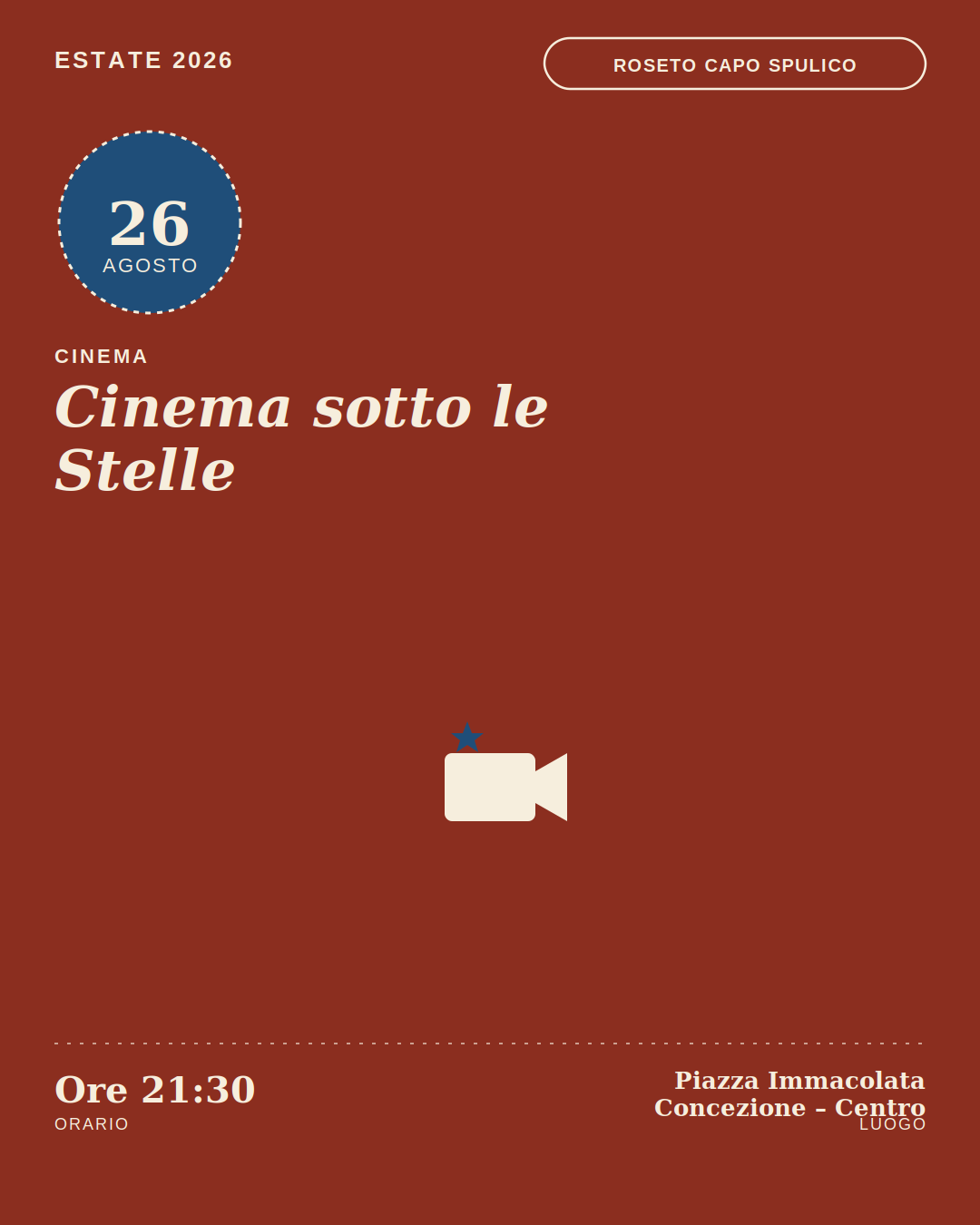 Cinema sotto le Stelle a Roseto Capo Spulico 26 Agosto