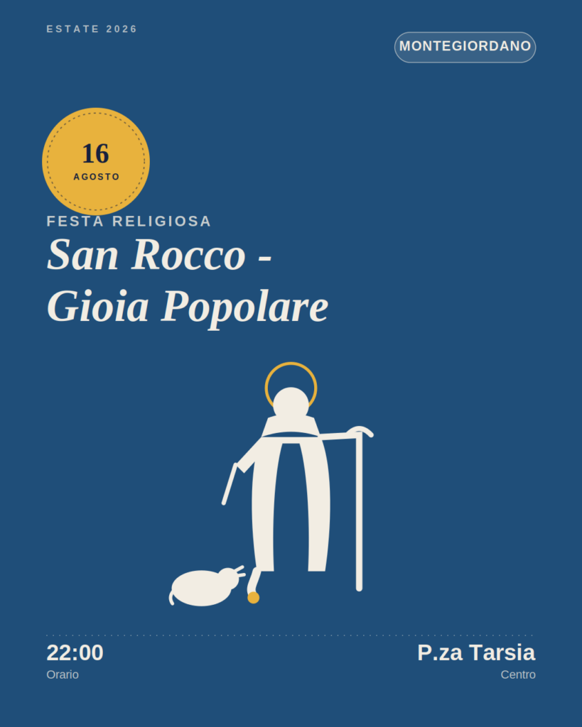 Festa di San Rocco a Montegiordano 2026 concerto Gioia Popolare