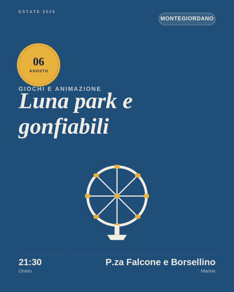 locandina non ufficiale Luna park e gonfiabili a Montegiordano