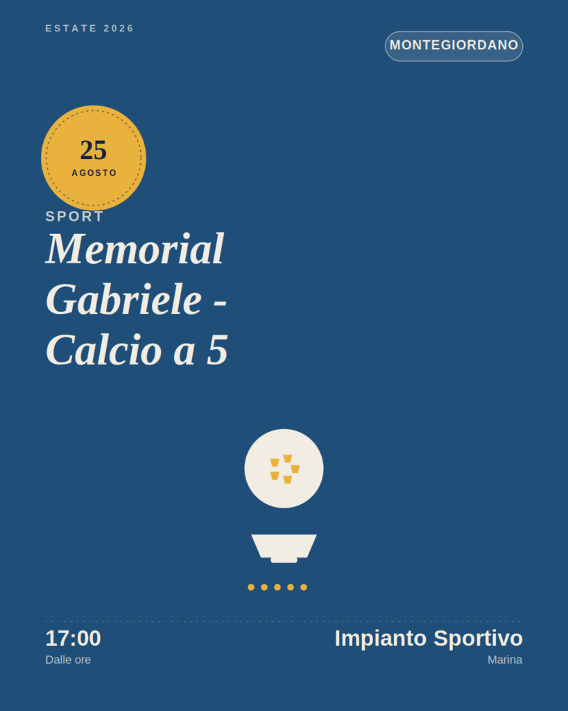 Memorial Gabriele Calcio a 5 a Montegiordano
