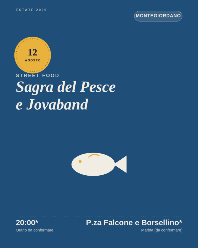 locandina non ufficiale Sagra del Pesce e Jovaband Show Live a Montegiordano