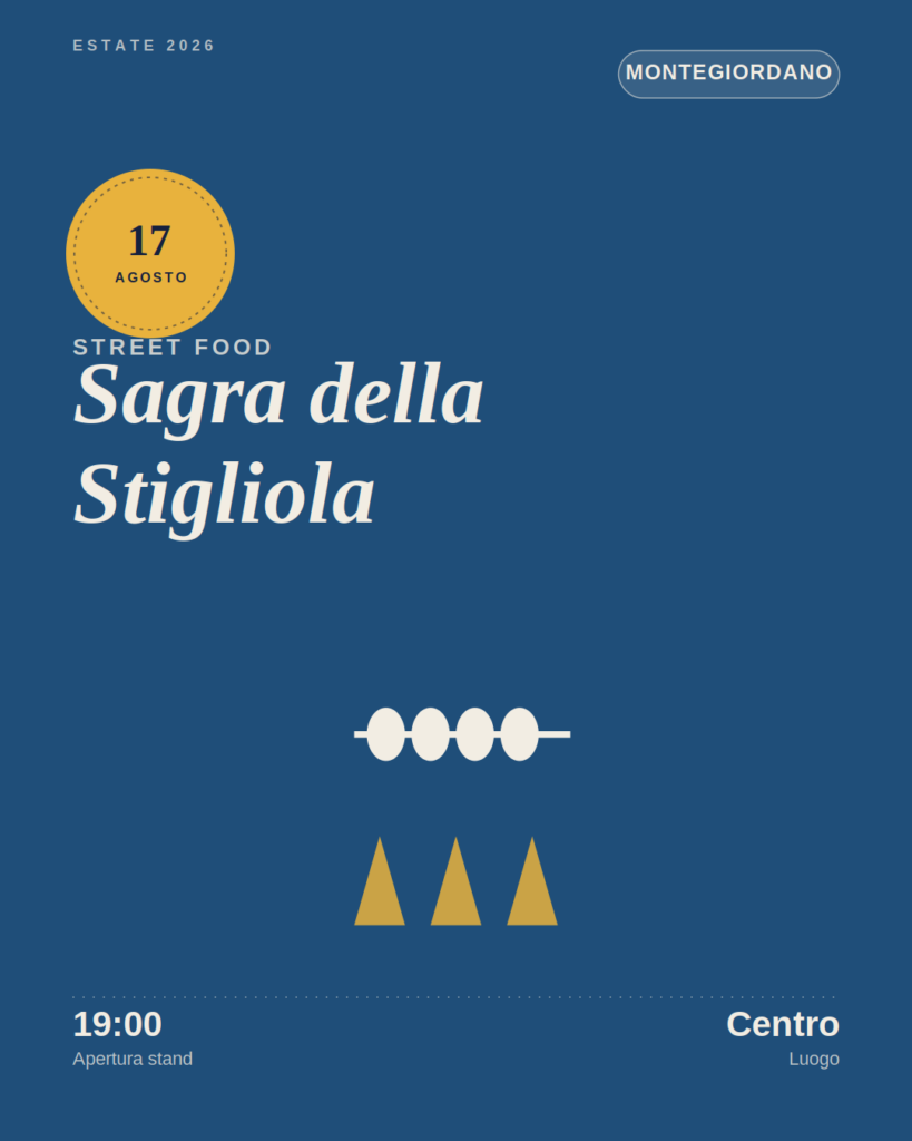 Sagra della Stigliola a Montegiordano con Davis Muccari in concerto 2026