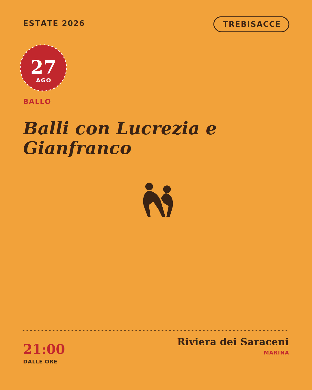 locandina non ufficiale Balli con Lucrezia e Gianfranco a Trebisacce 27 agosto